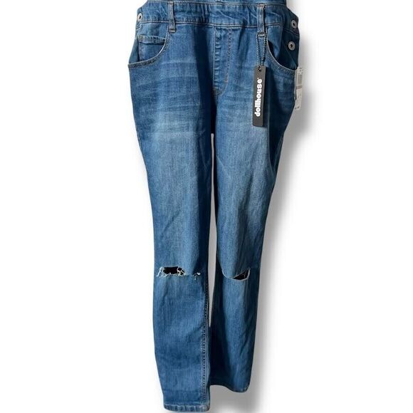 Dollhouse Overalls Juniors Sz 15 Blue Distressed Denim Country Girl Farmer NWT - Picture 11 of 16